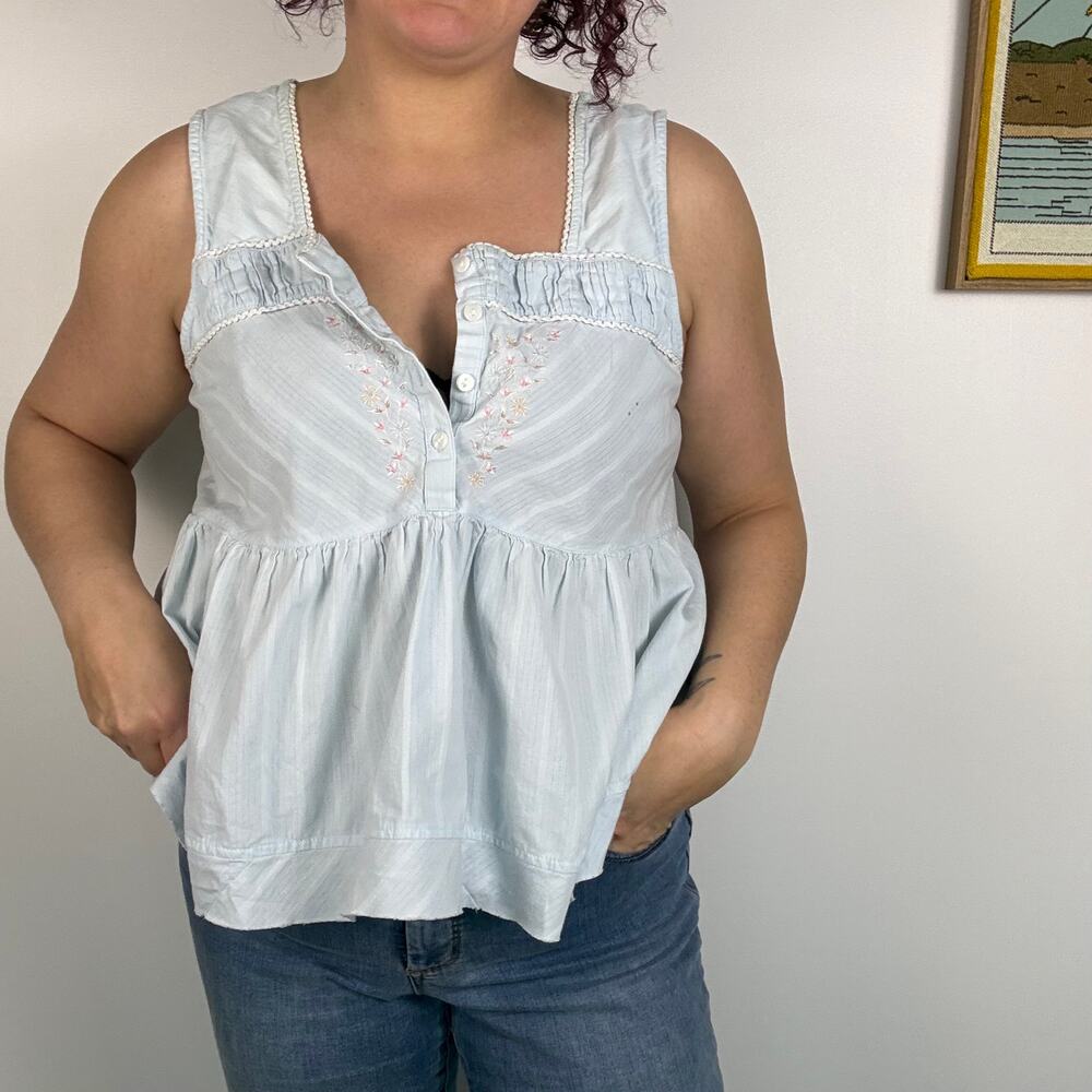 Upcycled Classic Elements blue top size XL